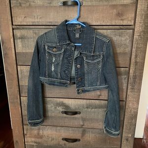 Crop jean jacket, crop denim jacket, jean jacket sz Small, Tixi jean jacket